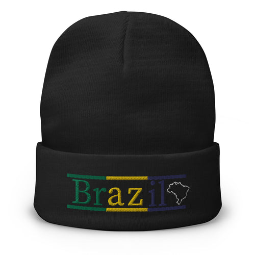 Brazil Gift :Embroidered Brazil Beanie  