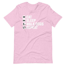 Load image into Gallery viewer, dog-owner-gift-eat-sleep-dog-walk-repeat-t-shirt-funny-dog-lover-tee-gift-dog-walker-apparel-unisex-t-shirt