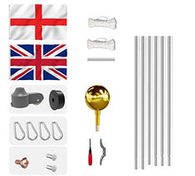 Load image into Gallery viewer, Thanaddo 20 FT Sectional Flag Pole Kit Extra Thick Aluminum Flagpole with 2 Flag, 2 Rope and Golden Ball Heavy Duty Outdoor In Grand Flag Pole for Residential, Yard and Commercial Use, Silver