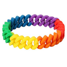 Load image into Gallery viewer, TRIXES Braided Silicone Rainbow Bracelet - Accessory for Gay Pride LGBT Festival events - Friendship Bracelet for Men or Women - Water Resistant Plaited Multicoloured Wristband