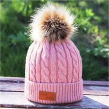Load image into Gallery viewer, Children&#39;s winter knitted hats heavy knit with or without bobble great choice of colours-J and p hats -