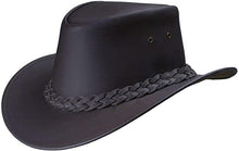 Load image into Gallery viewer, Leather Aussie style Black leather hat | J and P hats 