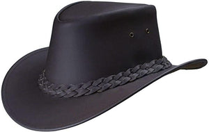 Leather Aussie style Black leather hat | J and P hats 