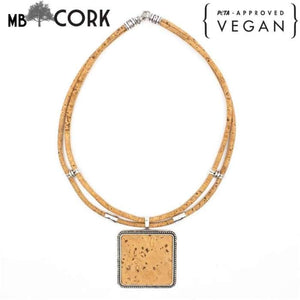Natural Cork square cork Sticks women original necklace handmade wooden vegan jewelry N-136-J and p hats -